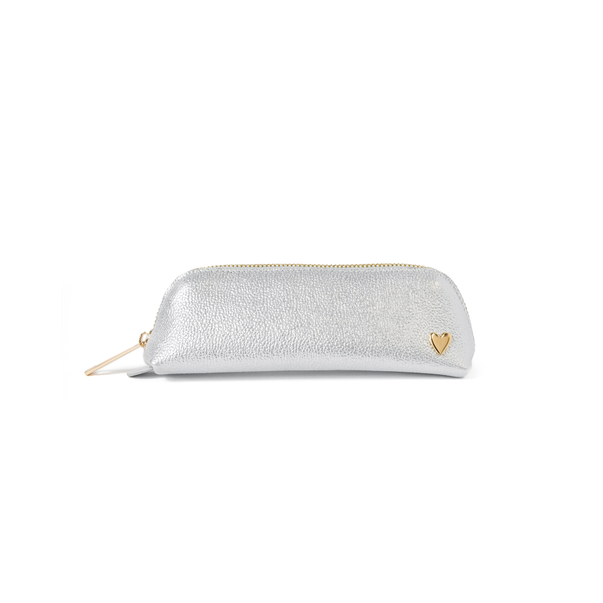 Pencil Case - Silver by Nataly Mendez, El portalapices no incluye los marcadores mostrados en la imagen. Genuine Leather Signature Heart Fits about 15 pencils or pens Designed to stand in their own 2" H, 6.5" W, 2" D