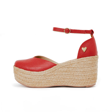 Red Leather Espadrilles  - Low High