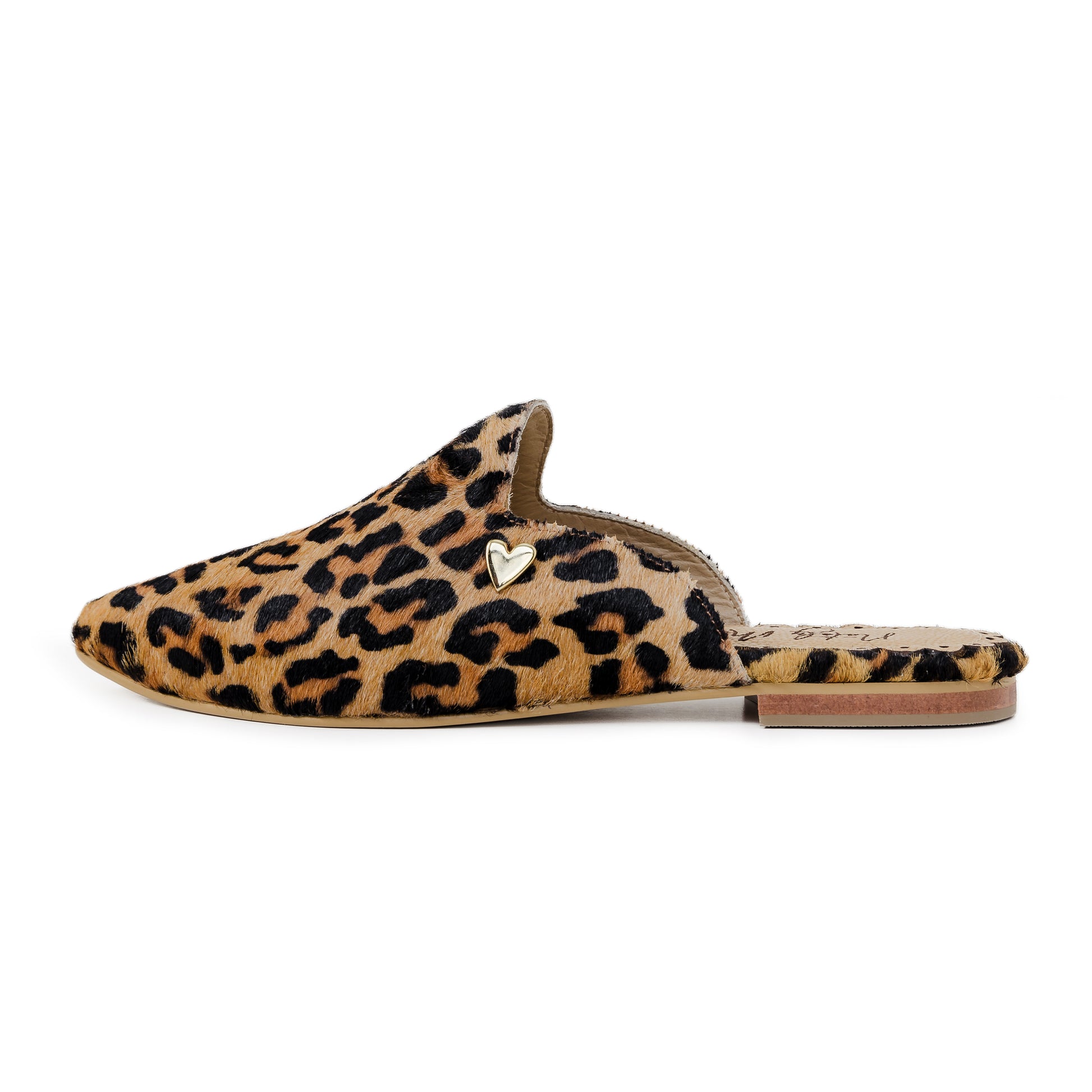 Sadie Mules - Leopard by Nataly Mendez, Fabric upper material, Insole lining made of leather, Heel height .5 cm, Handmade.