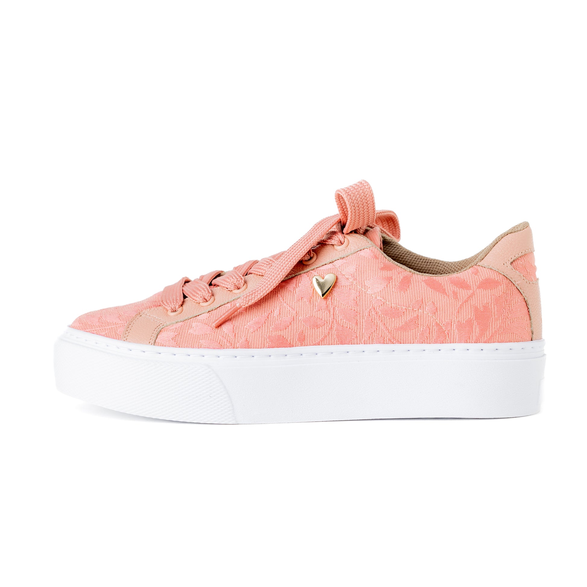 Our classic CARMINA sneakers design but now renewed with a pink floral print, ready to be part of your collection. It was inspired by women who need to feel comfortable in their days. FEATURES Fabric upper material Genuine leather insole lining Rubber platform lining American sizes Flexible rubber outsole Handcrafted 1.5 inch heel height 1 inch platform