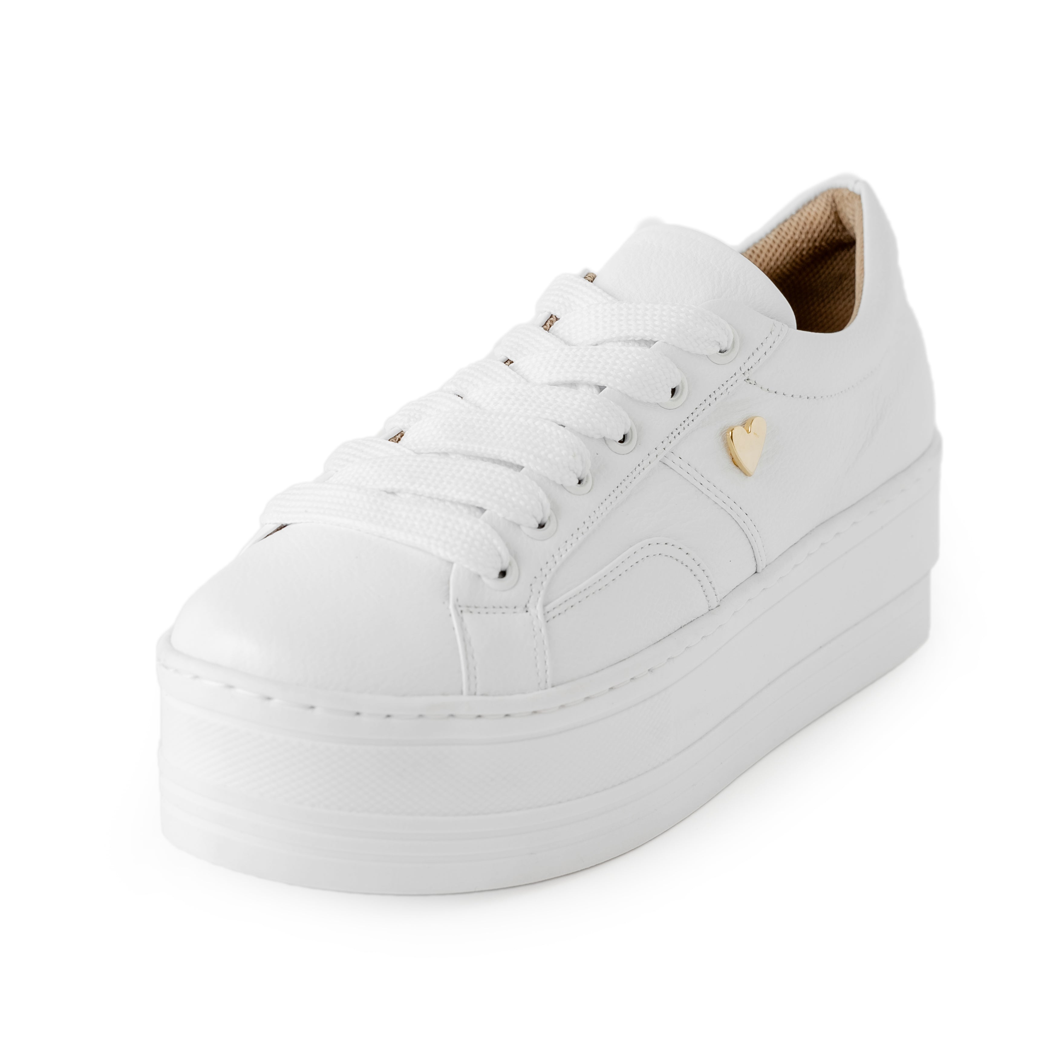 Hannan Sneakers - White by Nataly Mendez, Genuine leather&nbsp;upper material Genuine leather insole lining Rubber platform lining Flexible rubber outsole Handmade 1.75 inch heel height 1 inch platform