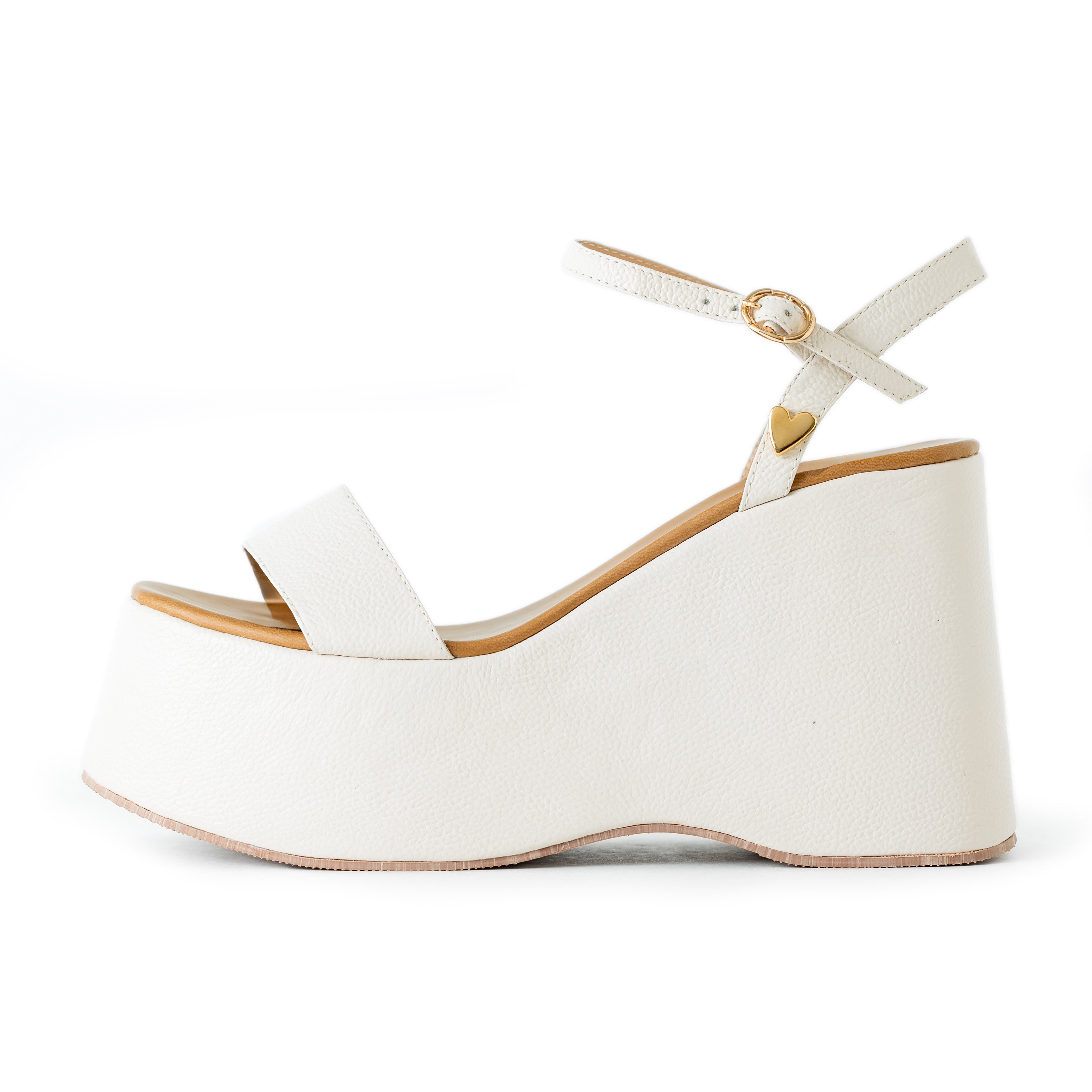 Olivia Ivory Sandals by Nataly Mendez, Squared tip Genuine leather&nbsp;upper material Genuine leather insole lining Flexible rubber sole Handmade 4 inch high heel 2 inch platform