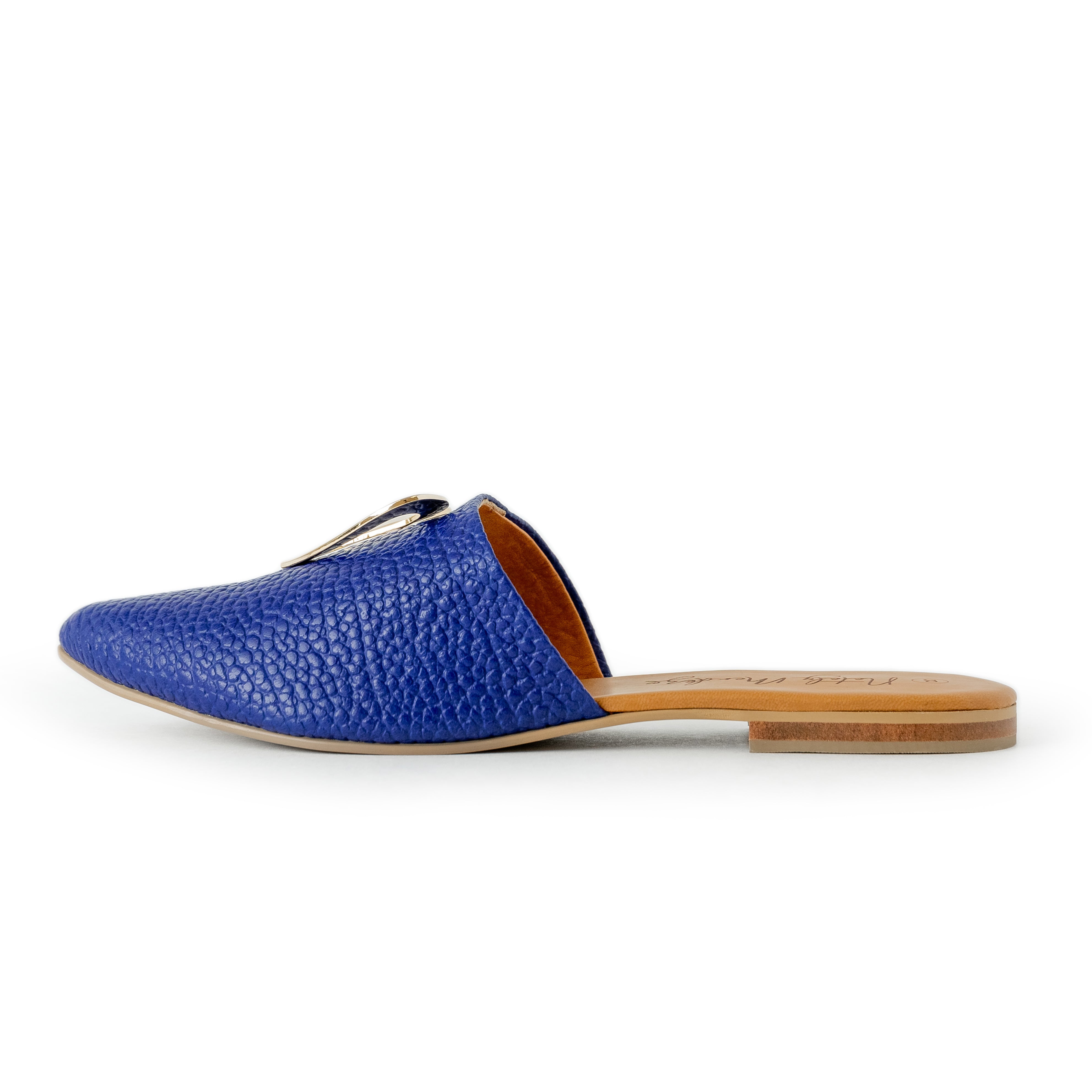 Tina Flats - Blue by Nataly Mendez, Genuine leather; Insole lining made of leather Italian, sole Heel height .5 cm Handmade