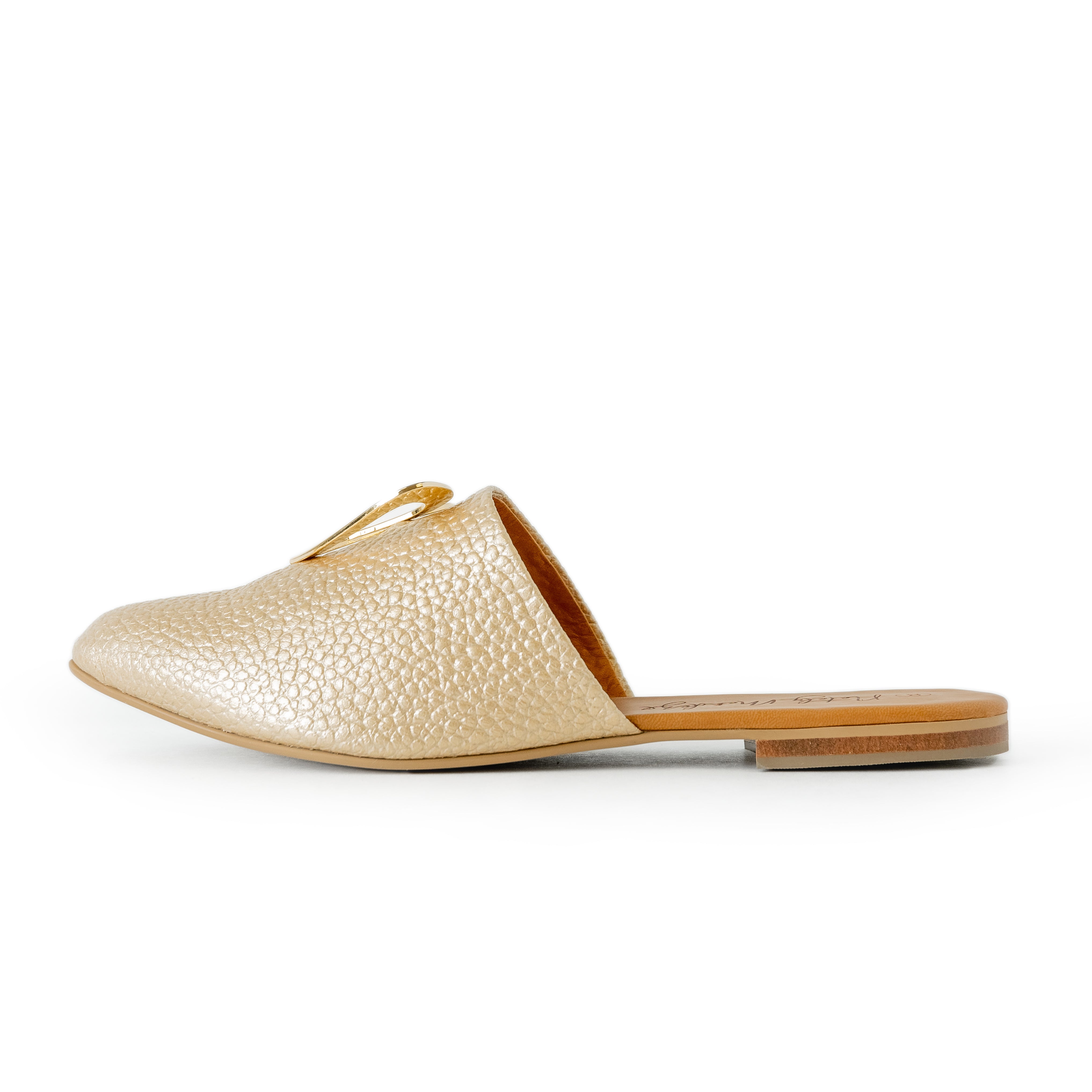  Tina Flats - Gold by Nataly Mendez, Genuine leather; Insole lining made of leather Italian;sole Heel height .5 cm Handmade