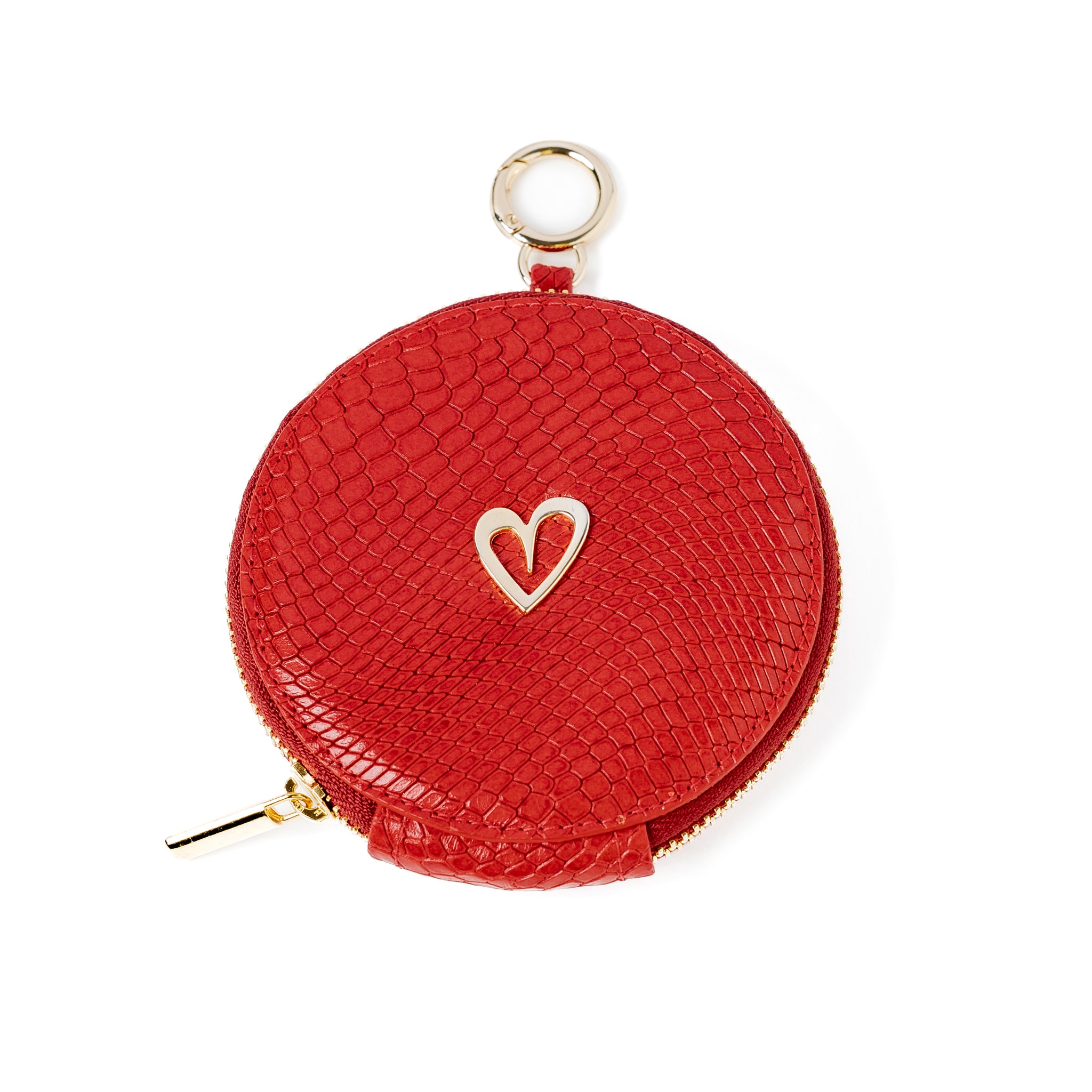 Zippy Coin by Nataly Mendez Genuine Leather 11 CM diametro Gold Heart Red