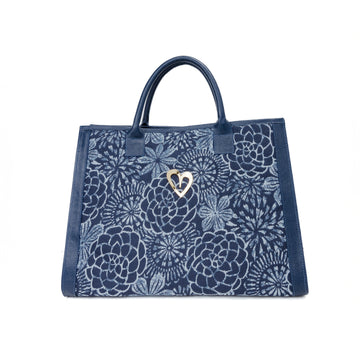 Sienna Tote Bag - Blue Flowers