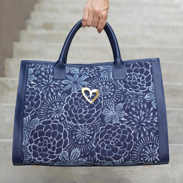 Sienna Tote Bag - Blue Flowers