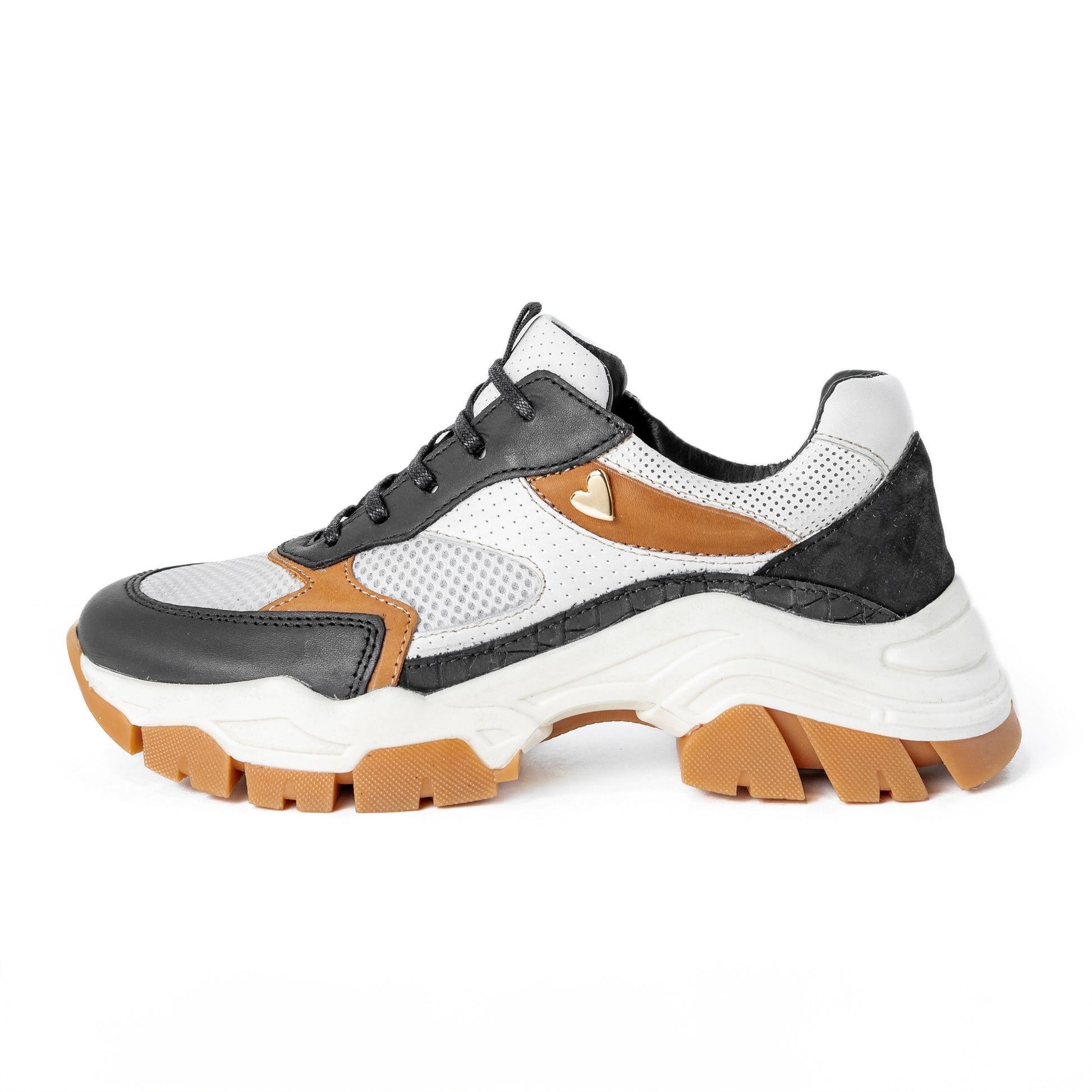 Zakia Sneakers - Black / White / Camel