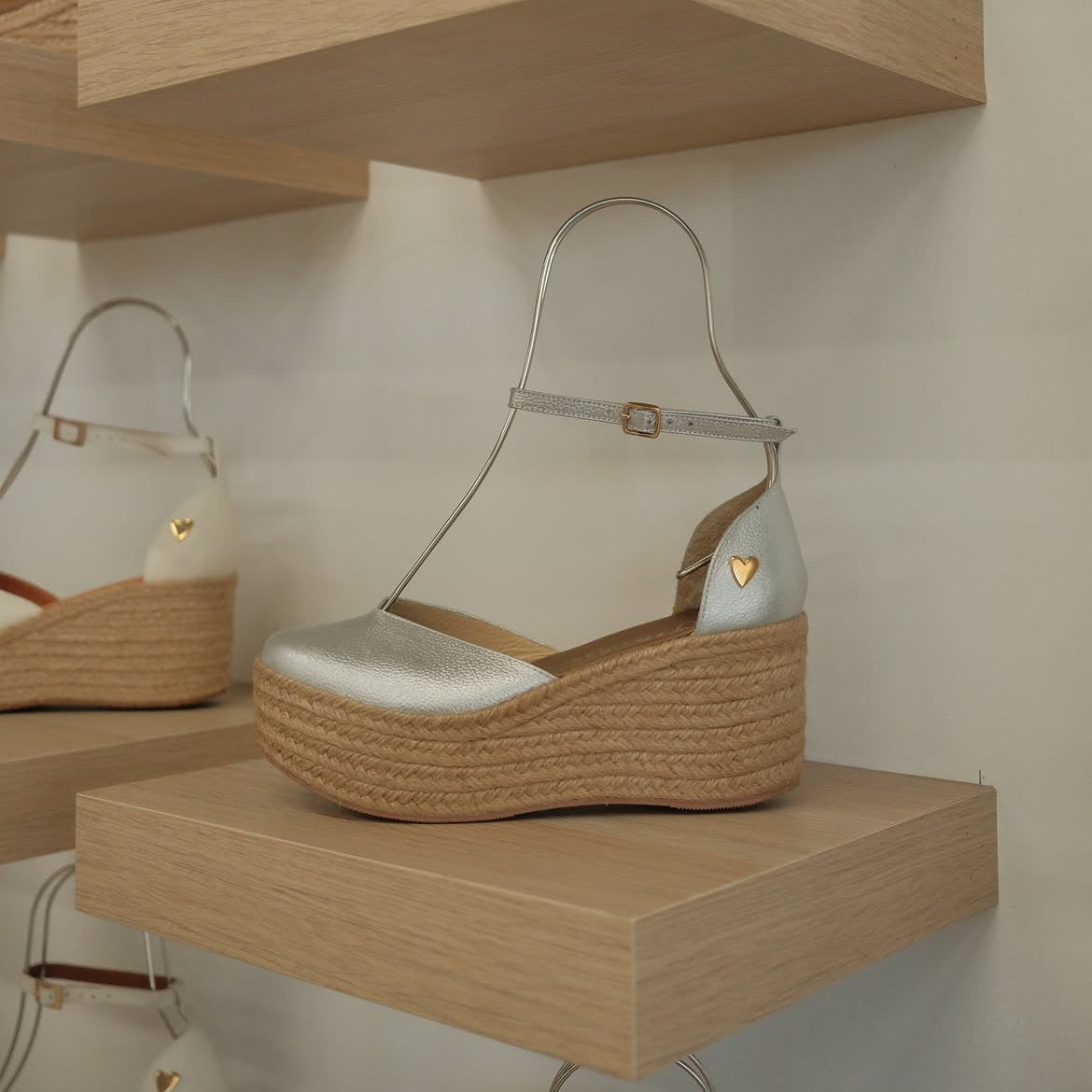 Silver Leather Espadrilles - Low High