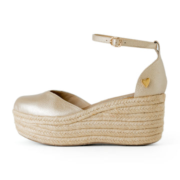 Gold Leather Espadrilles  - Low High