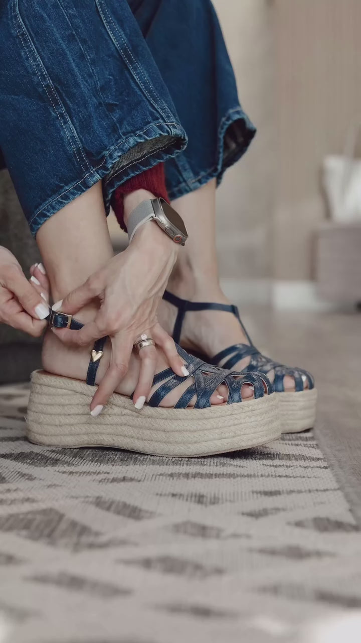 Yarah Espadrilles - Blue | Genuine Leather