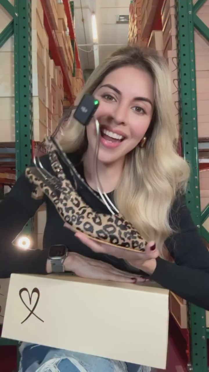 Celia Pointed Kitten Heels - Leopard by Nataly Mendez, Genuine leather upper material, Adjustable, Insole made of leather, Hand made, 1.2 inch heel height, Slingback strap, Pointed toe 