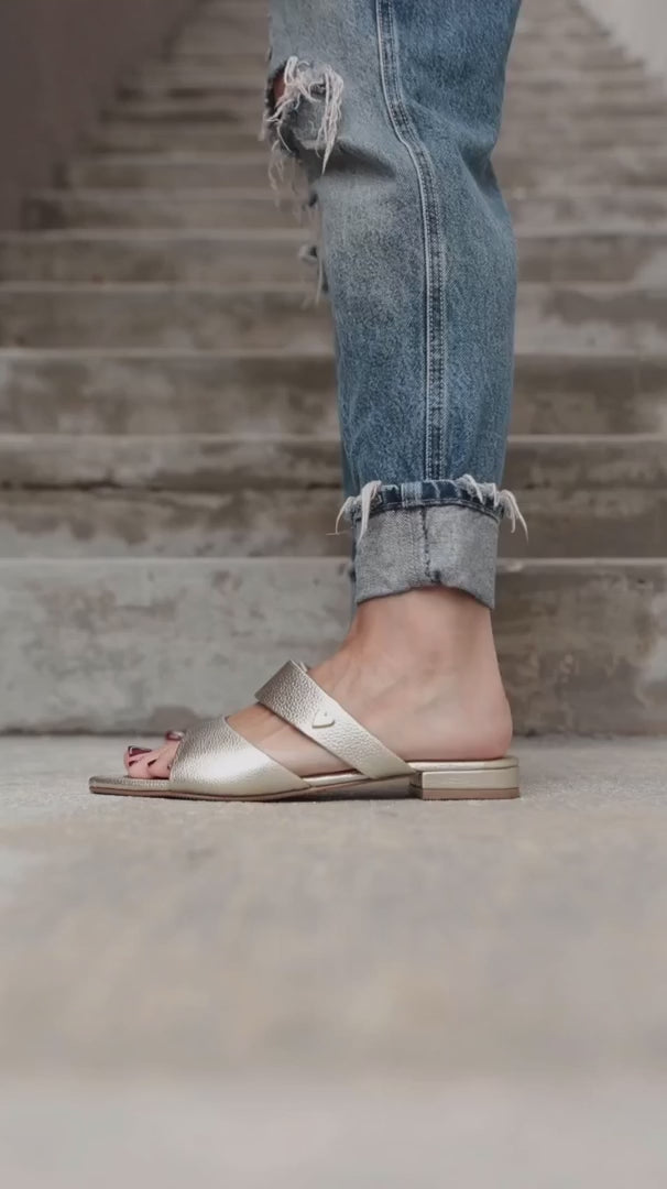 Sarah Flats - Gold by Nataly Mendez, Genuine leather; Insole lining made of leather Italian, Heel height .5 cm Handmade