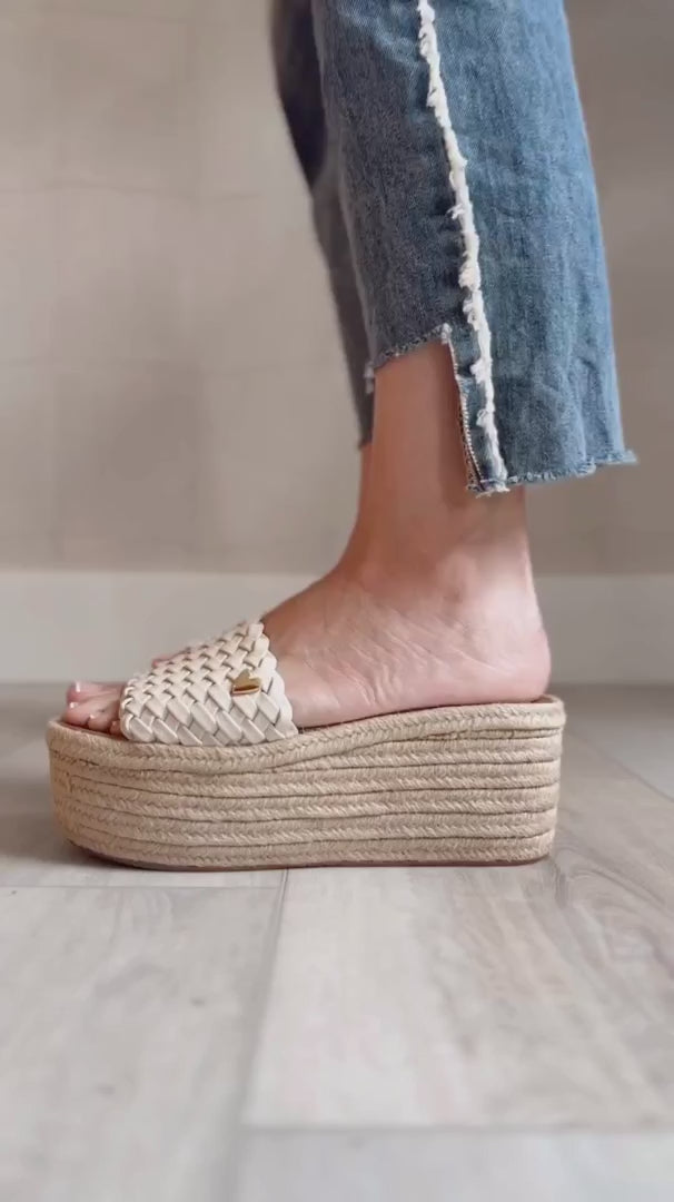 Jane Espadrilles Sandals - Beige by Nataly Mendez, Vegan leather&nbsp; Insole lining made of leather 2.9 inch high heel 2.3 inch platform