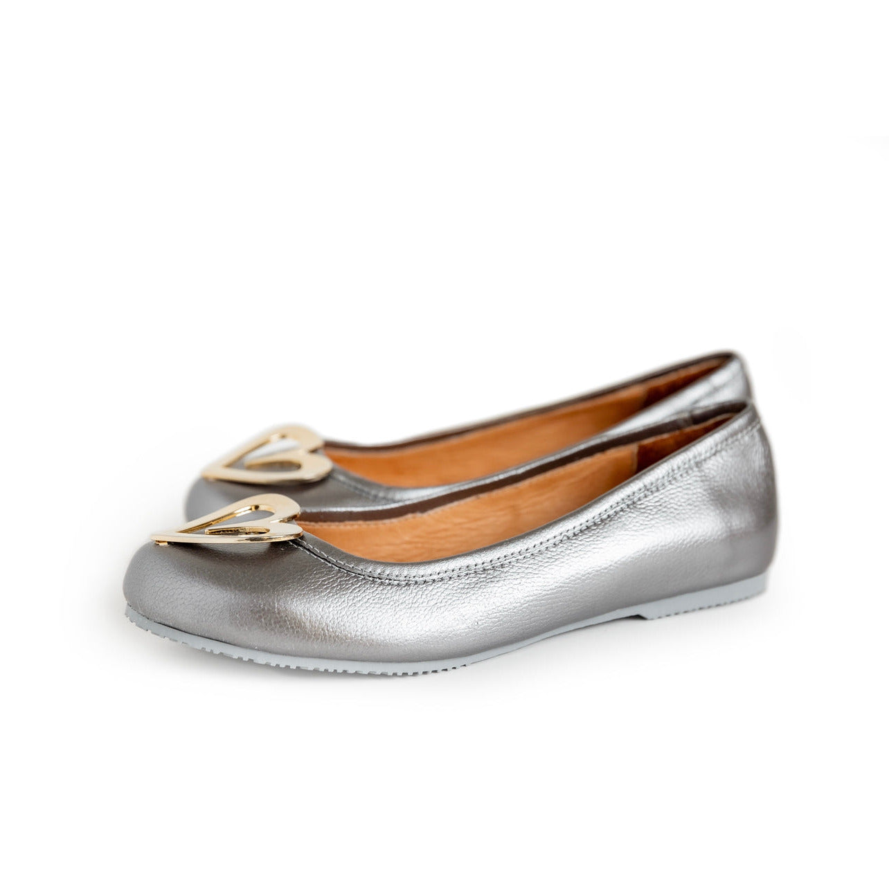  Pipa Ballerinas - Silver by Nataly Mendez, Genuine leather upper material Leather insole lining Heel height .5 cm