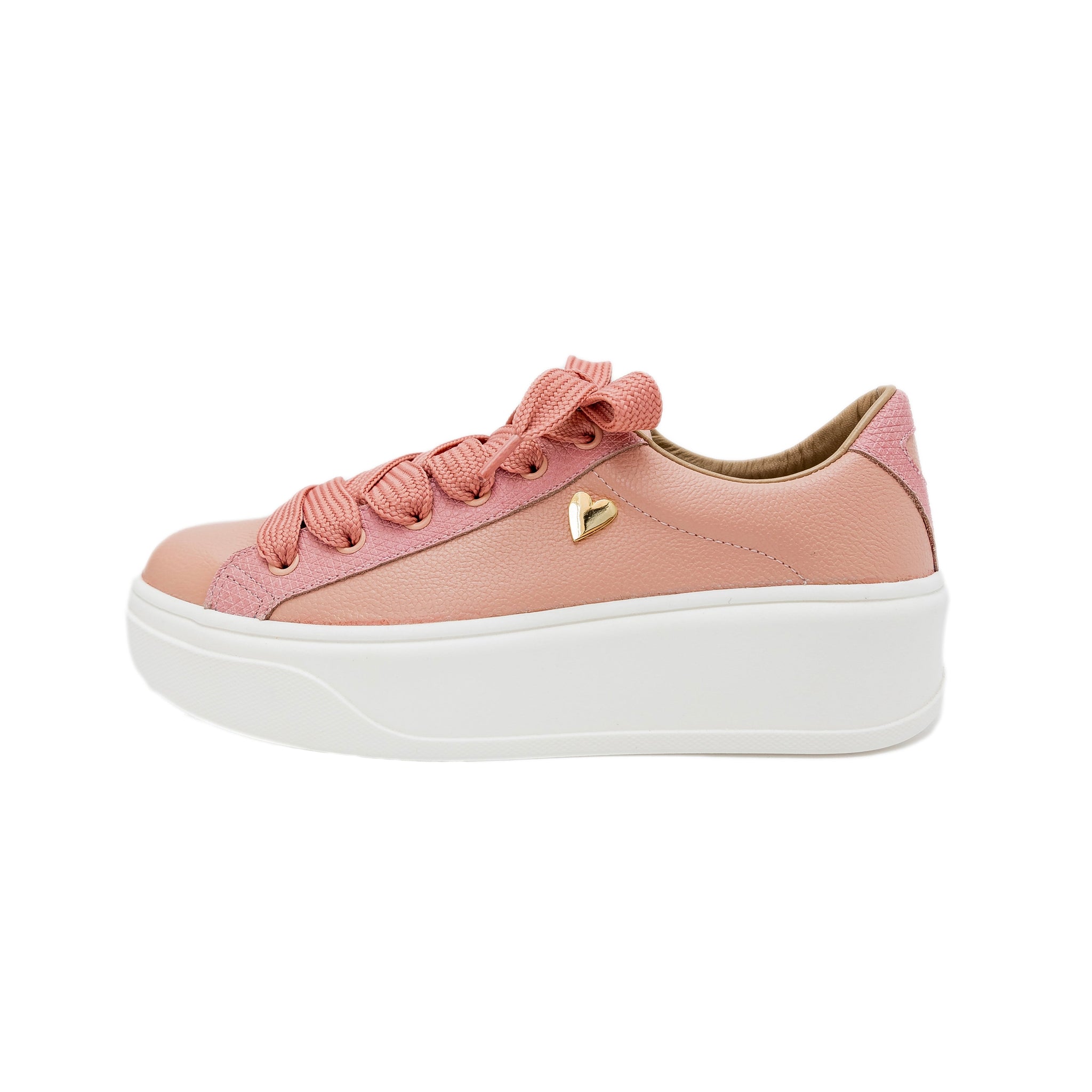 Briana Pink Sneakers by Nataly Mendez Genuine leather upper material Genuine leather insole lining Rubber platform lining American sizes Flexible rubber outsole Hand made 1.5 inch heel height 1 inch platform