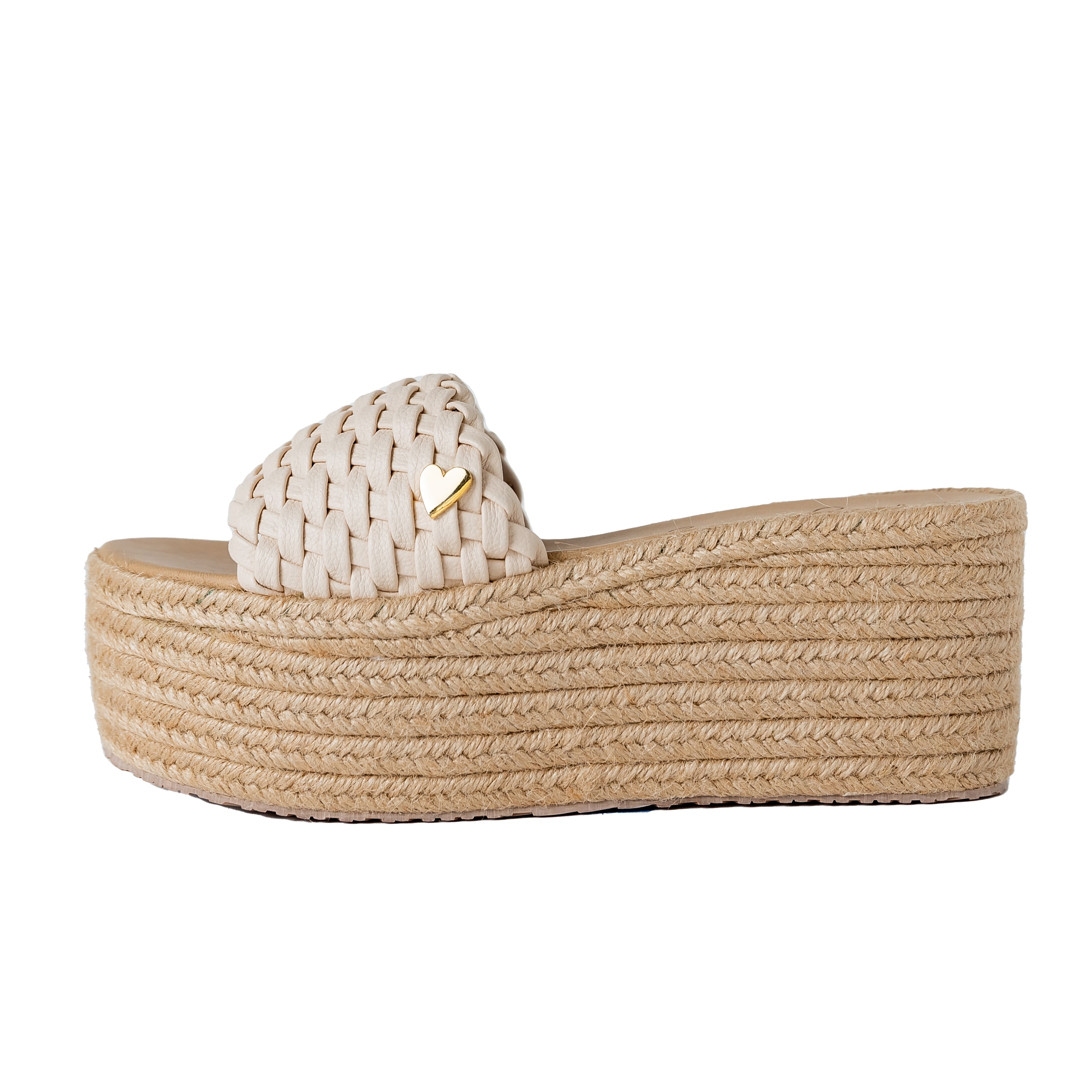 Jane Espadrilles Sandals - Beige by Nataly Mendez, Vegan leather&nbsp; Insole lining made of leather 2.9 inch high heel 2.3 inch platform