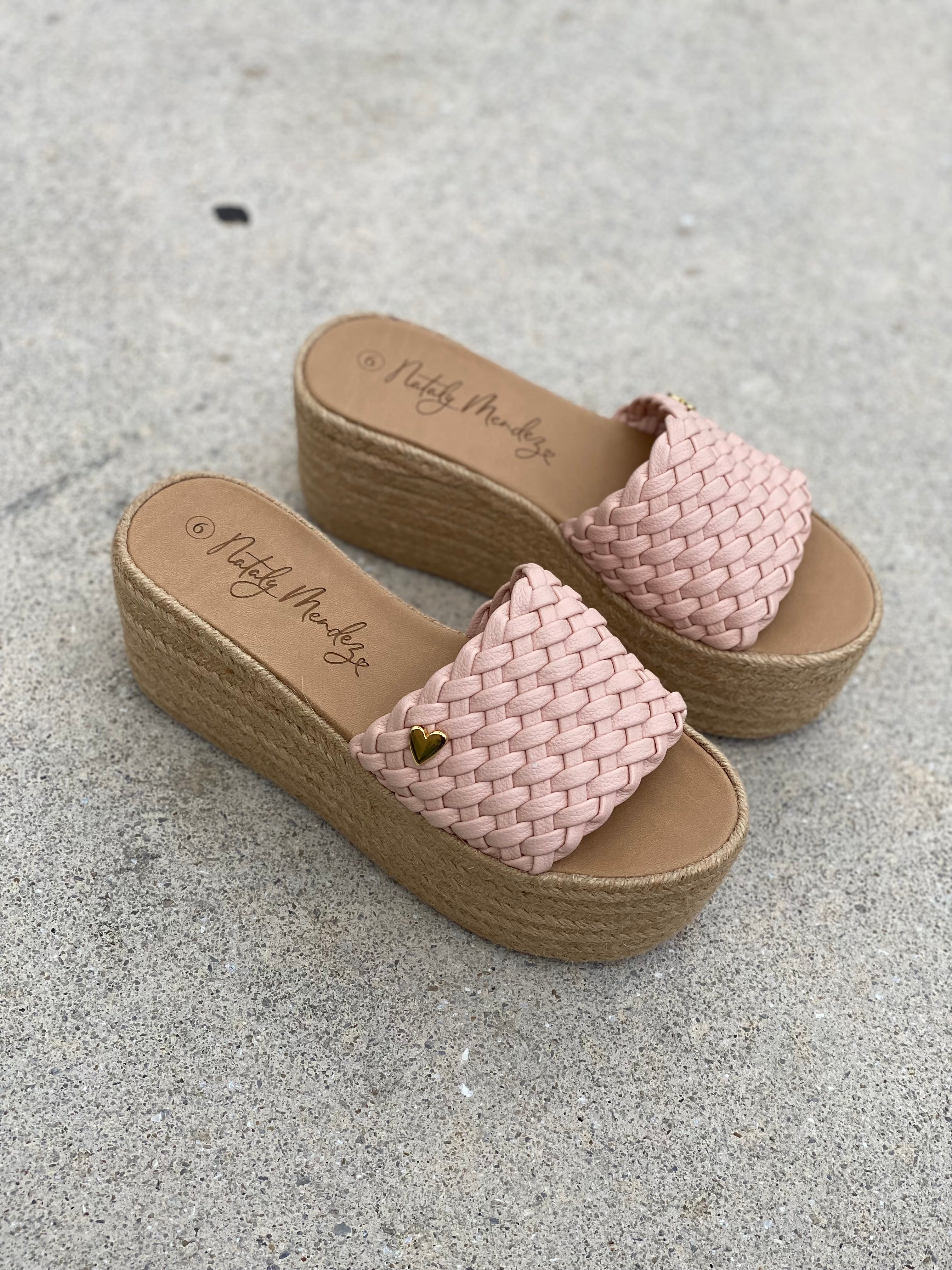 Jane Espadrilles Sandals - Pink by Nataly Mendez, Genuine leather; Insole lining made of leather 2.9 inch high heel 2.3 inch platform