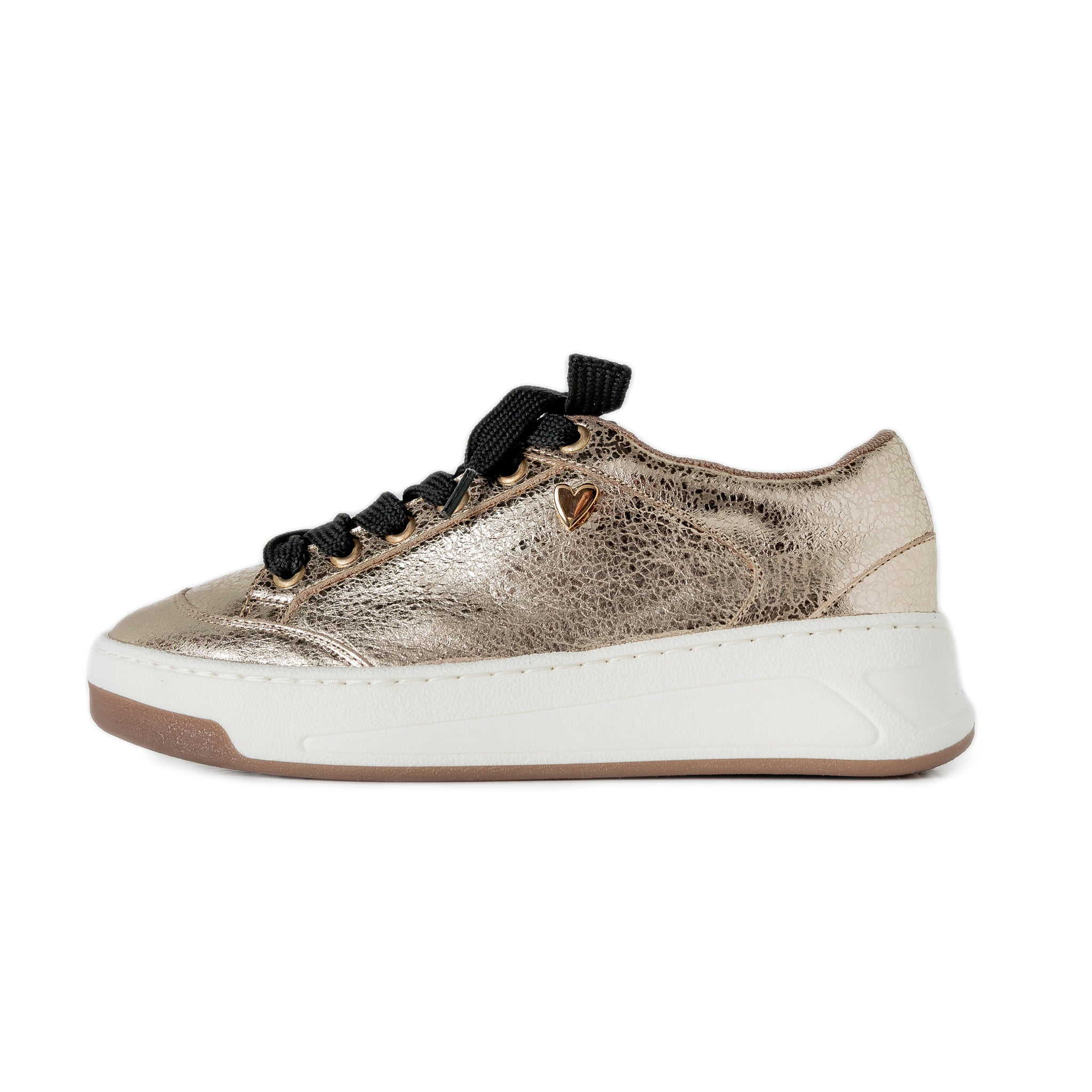 Krista Gold Sneakers by Nataly Mendez Genuine leather upper material Genuine leather insole lining Rubber platform lining American sizes Flexible rubber outsole Handcrafted 1.5 inch heel height 1 inch platform