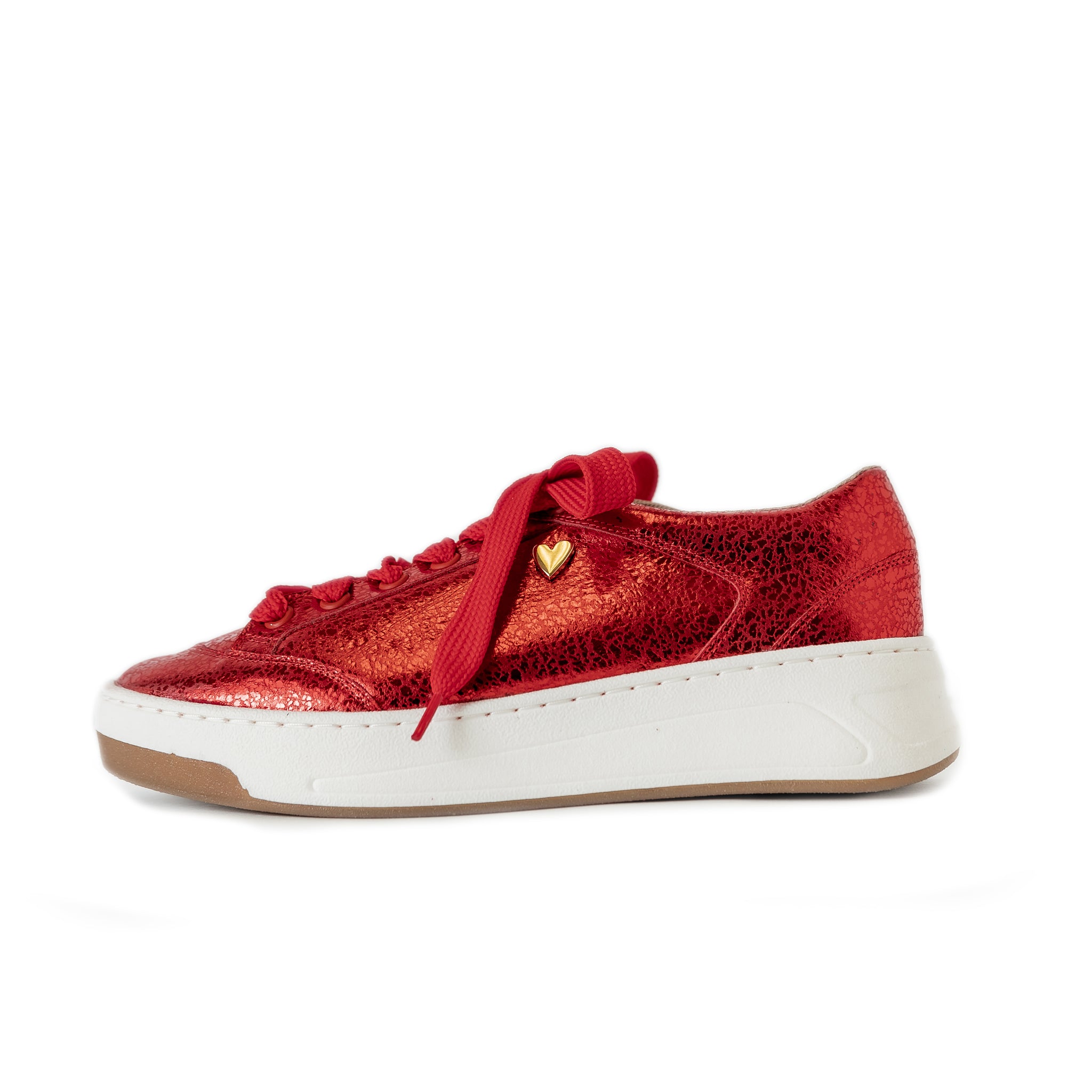 Krista Red Sneakers by Nataly Mendez Genuine leather upper material Genuine leather insole lining Rubber platform lining American sizes Flexible rubber outsole Handcrafted 1.5 inch heel height 1 inch platform