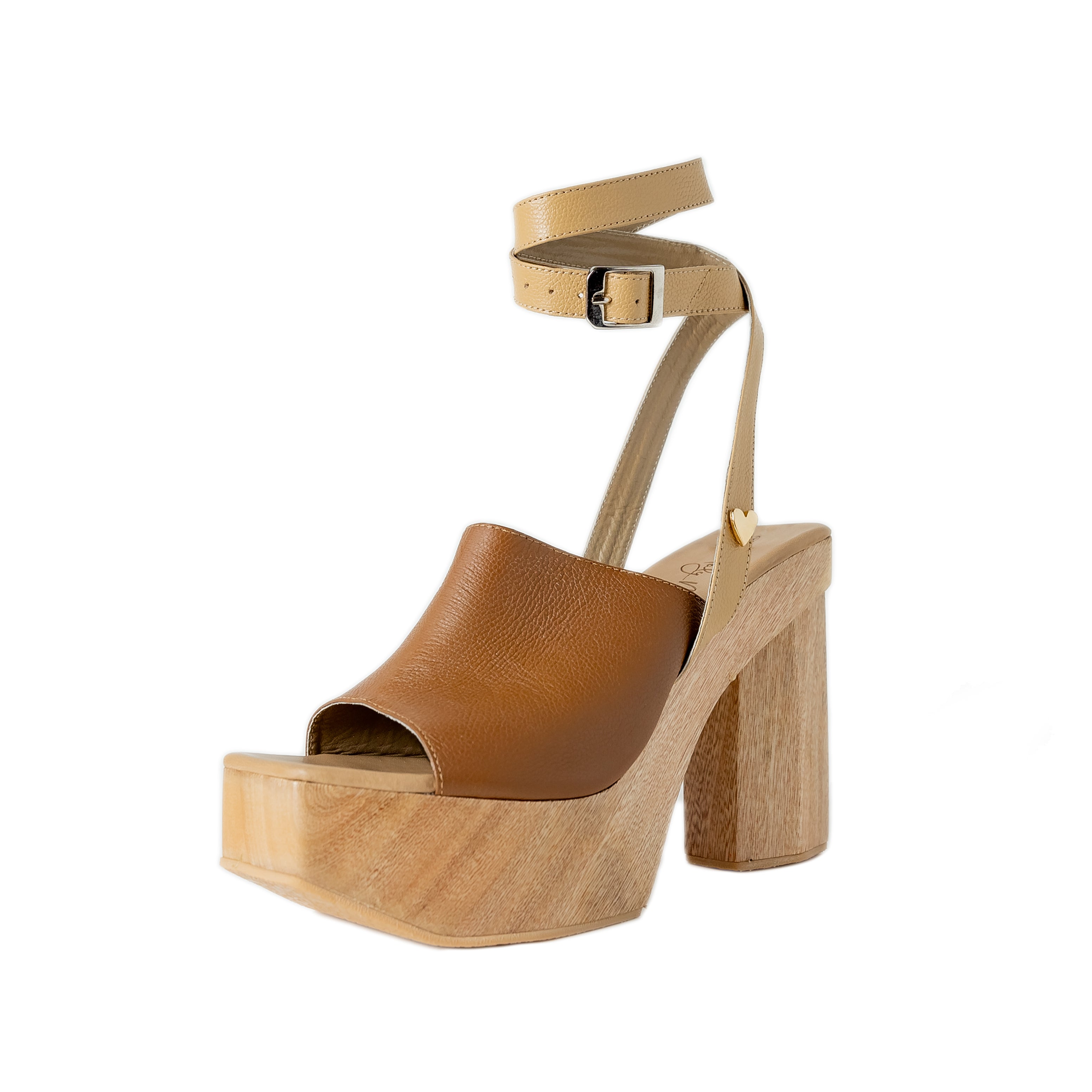 Susan - High Heels by Nataly Mendez, Its base or platform is made of wood Leather upper Adjustable Insole made of leather Hand made 5.25 inches heel height 2 inches platform