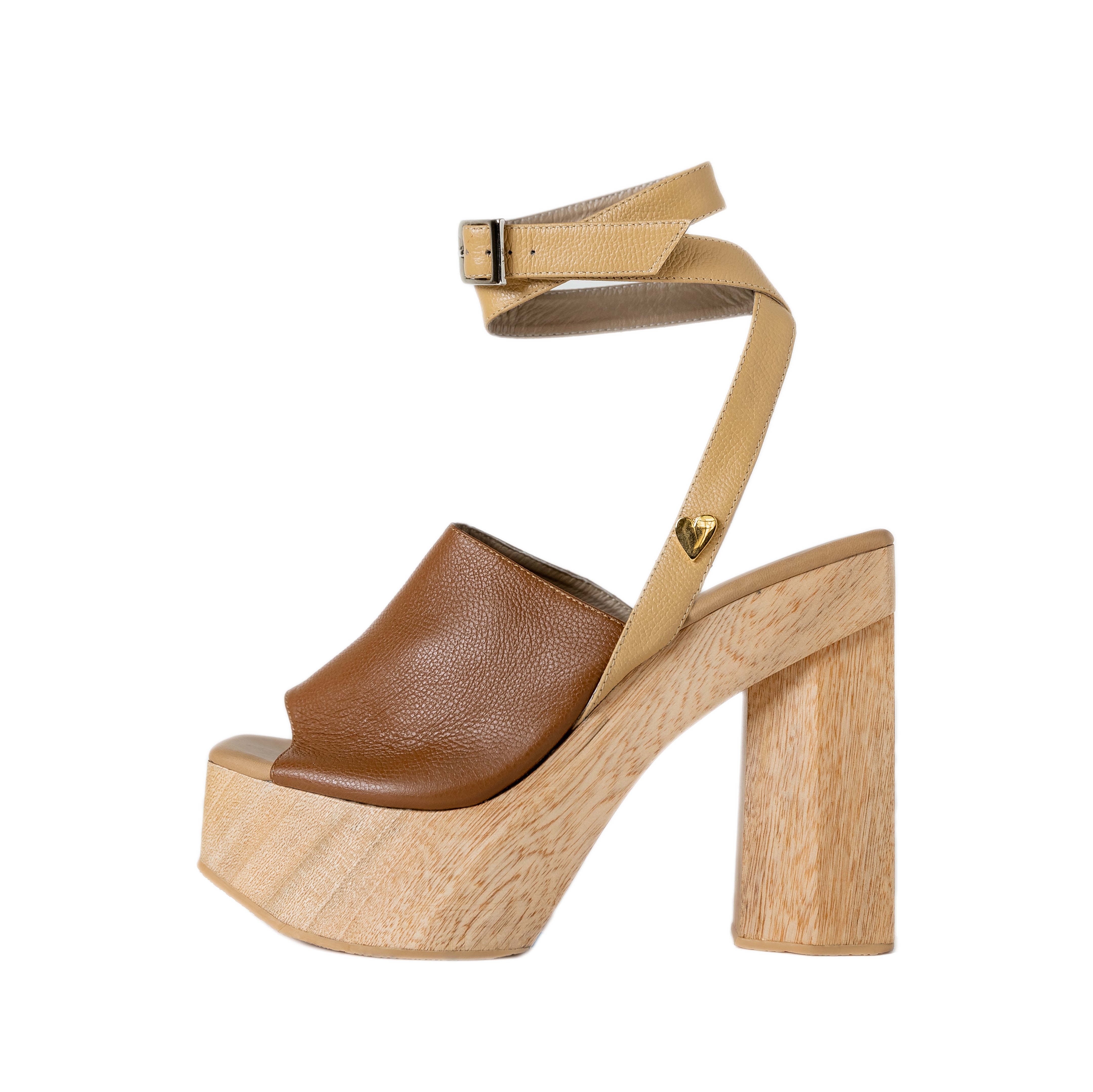 Tan wooden heel discount sandals